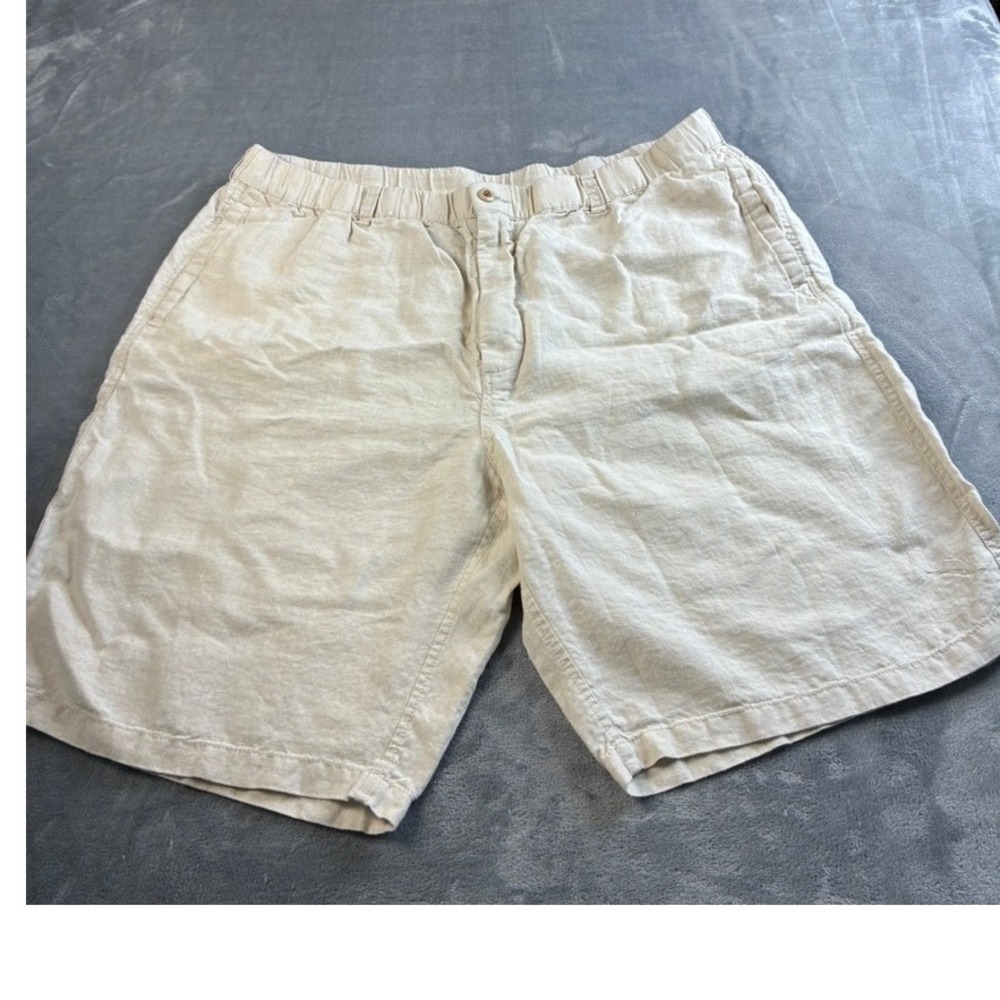 Tommy Bahama Relax Mens 2XT Beige 100% Linen Elastic Drawstring Shorts Oatmeal
